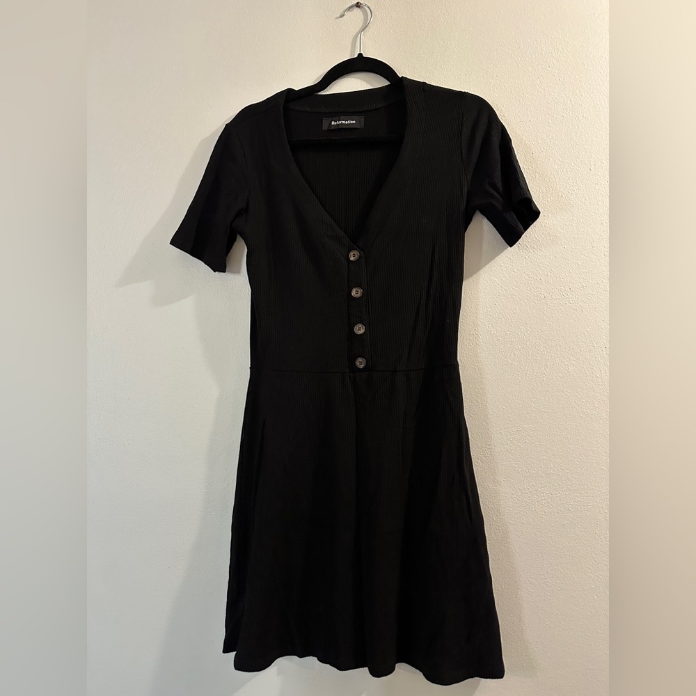 Reformation Cardinal Knit Ribbed Mini Dress in Black